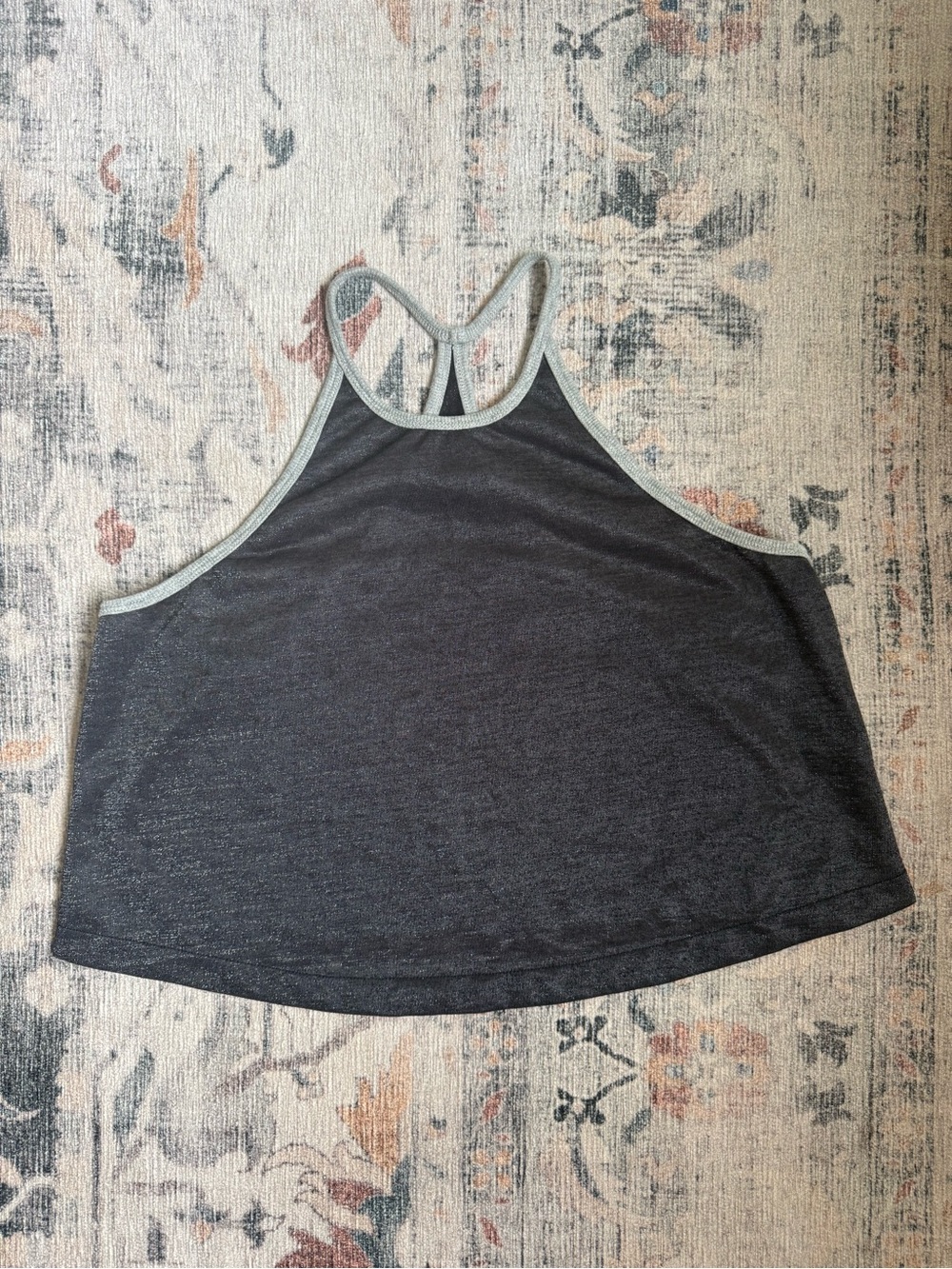 FP Movement by Free People Charcoal Gray Racerback Tank with Light Gray Trim
